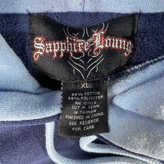 Vintage Sapphire Lounge Hoodie Mens XL Blue Fleece Sweatshirt Skater Y2K Tribal