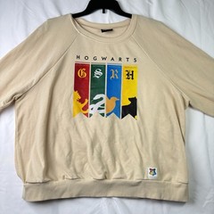 Harry Potter x SHEIN Hogwarts House Banners Sweatshirt Beige Cream Crewneck 3XL