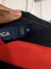 Nautica Men’s Navy/Red/Yellow/Green/White Colorblock Pullover Hoodie XL Reg Logo