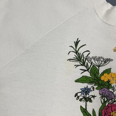 Vintage 90s Frog And Flower Crewneck Sweatshirt White Large Cute Spring VTG