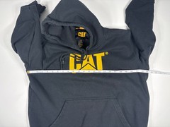 CAT Pullover Hoodie Men L Black Logo Workwear Kangaroo Pocket Heavyweight Durabl