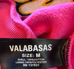 Valabasas Unity Pink Fleece Hoodie Satin Hood Streetwear Hip Hop Graphic Men’s M