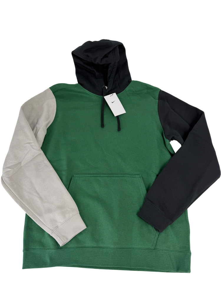 Nike Color Block Club Fleece Pullover Hoodie Men’s M Green/Black New