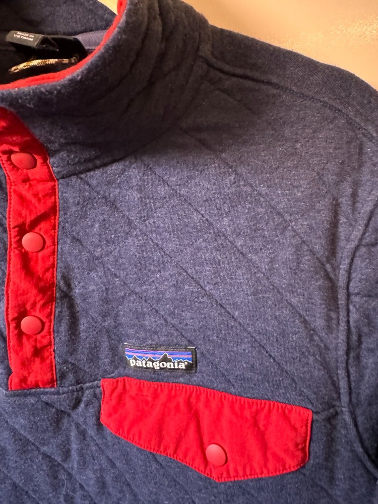 Patagonia Worn Wear M’s XXS Navy Organic Cotton Quilt Snap-T Pullover 25282 FA17
