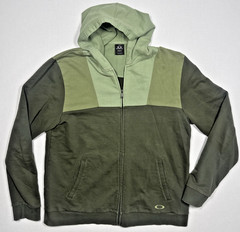 Oakley Green Color Block Hoodie Size L Full Zip Towel Like