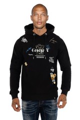 Avenue George V Paris Men Long Sleeves Black Hoodie Multicolor Print Teddy Bear