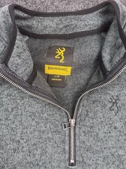 Browning Men’s Large Gray 1/4 Zip Pullover Fleece Sweater Buckmark Hunting