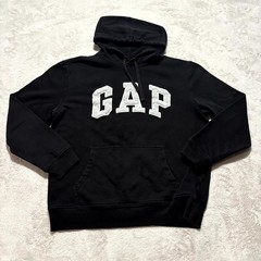 Gap Hoodie Small Unisex Black Embroider Arch Logo Fleece Lined Kangaroo Pockets