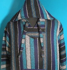 Adult M/L Molina Poncho Beach Baja Hoodie Pullover Colorful Hippie Spring Surfer