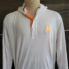 Psycho Bunny Newbold Hoodie White B6H160N1PC SIZE 7