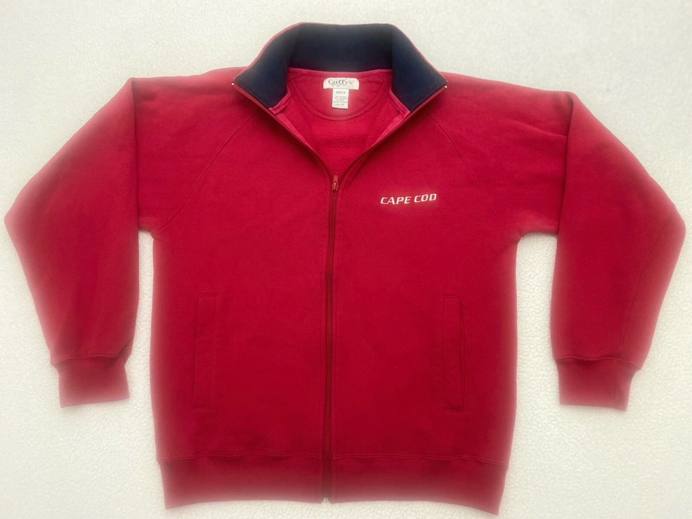 cuffys cape cod sweatshirt Full Zip Front Pockets Red Mens Medium