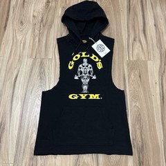 Gold’s Gym Muscle Joe Sleeveless Hoodie Men’s Small Black Training Workout – NWT