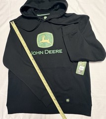 John Deere Hoodie Mens Medium Black Logo Pullover Sweatshirt NWT Farm Tractor