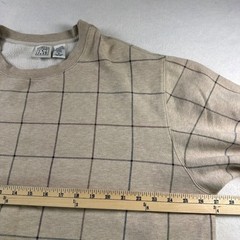 Field Gear Mens XL Crewneck Sweatshirt Tan Windowpane Grid Cotton Blend Pullover