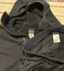 VTG Patagonia R1 Black Waffle Grid Fleece Polartec 1/2 Zip 2 Pc Sz M