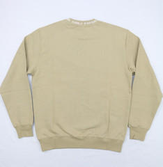 Daily Paper Mens Terry Sweatshirt Crew Neck Twill Beige M Embroidery Banded Neck