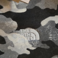 The North Face Gray Camo Fleece Pullover Hoodie XXL Teens Logo Pockets