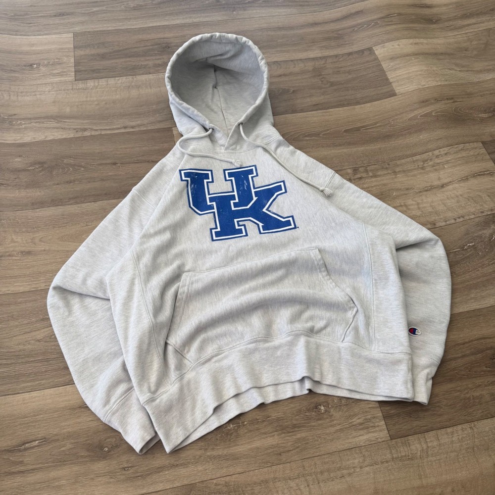 Champion Reverse Weave Kentucky Wildcats Hoodie Gray Blue Large 0994