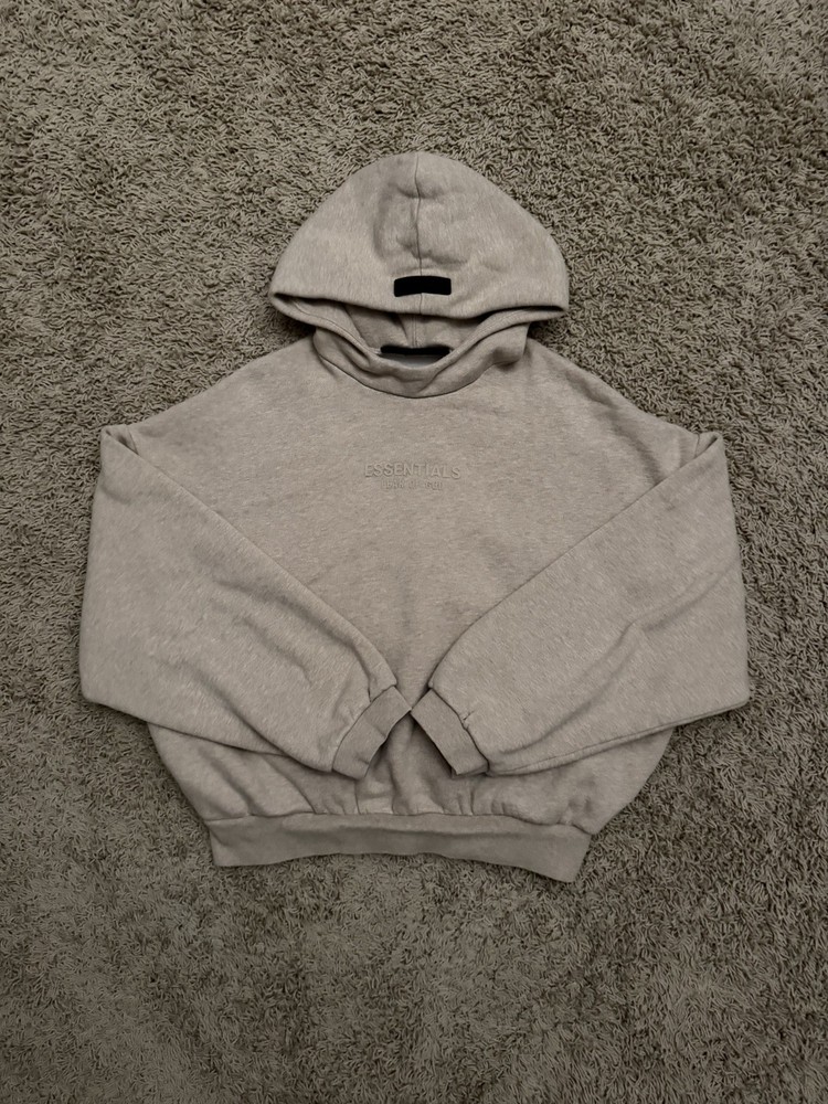 Essentials Fear Of God Beige Mock Neck Hoodie Size XXS Baggy Boxy Fit