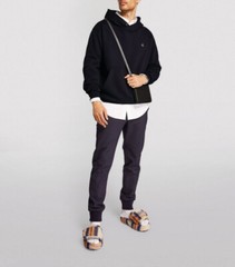 VIVIENNE WESTWOOD ORB-EMBROIDERED RIB-TRIMMED HOODIE-BLACK.