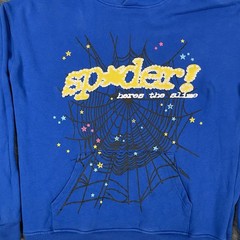 Sp5der TC Blue Web Hoodie Mens M Blue Young Thug Streetwear Hip Hop