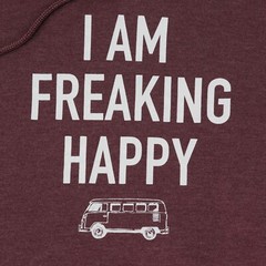 I Am Freaking Happy Fleece Hoodie Sweatshirt Size M No Dinx Bus Distressed