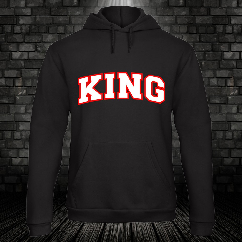 King Queen Partner Hoodie Hooded Pullover Sweatshirt Couple Couple Unisex XXS-5XL