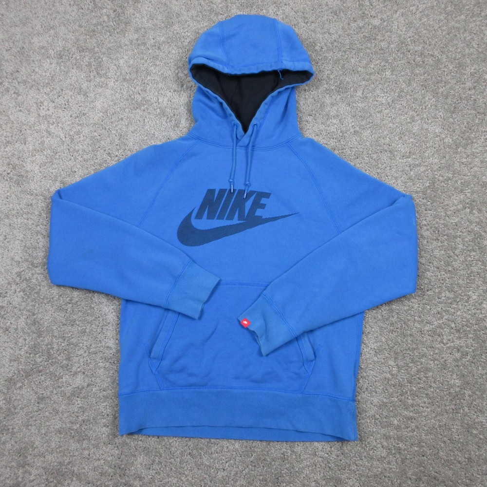 Nike Sweater Mens Small Blue Sportswear Logo Swoosh Hoodie Sweatshirt Outdoors