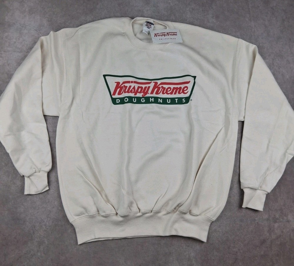 Vintage Krispy Kreme Sweatshirt Size XL Off White Jerzees Promotional y2k NEW