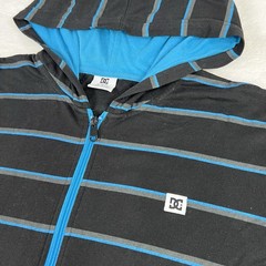 Vintage Y2K DC Shoes Hoodie Adult Medium Teens XL Zip Up Skater Striped Cyber