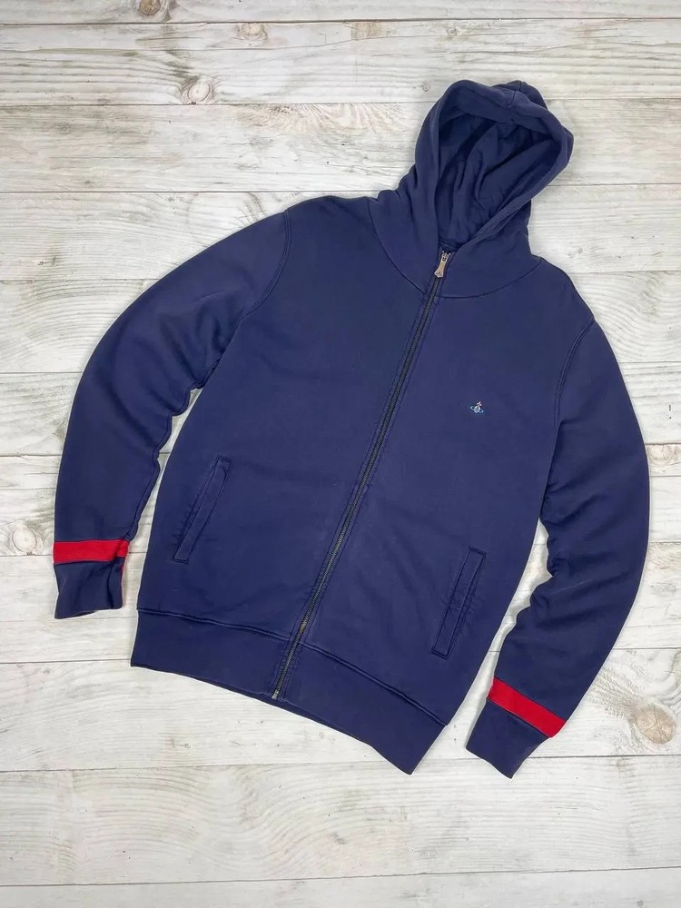 Vivienne Westwood Hoodie Logo Orb Zip Up Y2K Men SZ XL Blue
