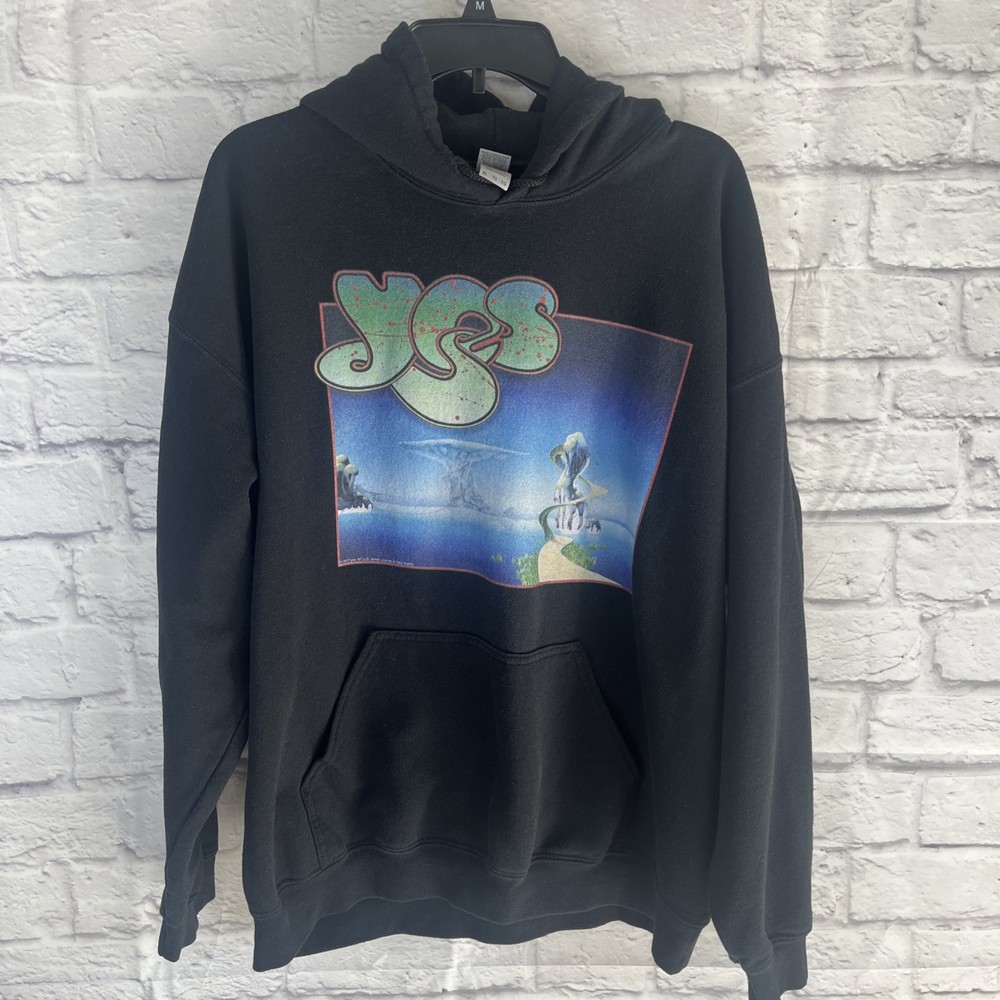 Gildan Men’s Y2K Streetwear Blokecore Yes Band Yesstories Graphic Hoodie Size XL
