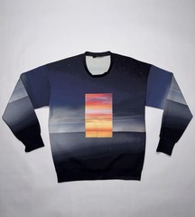 Calvin Klein Collection Men Spring 2014 Neoprene Sunset Sky Beach Sweatshirt M
