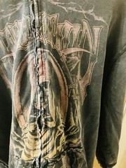 Affliction Denim Killer Distressed Full Zip Up Hoodie Front Back Reaper XL