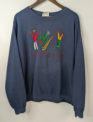Vintage Sgt Leisure Sweatshirt Mens Medium Navy Sun Valley Ski Graphic *Stains