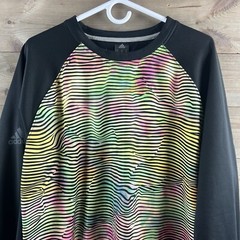 Adidas Mens Sweatshirt Long Sleeve Crew Neck Striped Colorful Athletic Size XLT