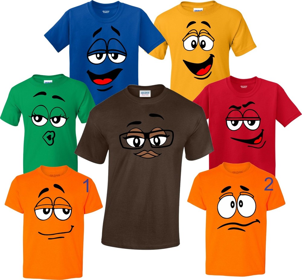 M and M Halloween Faces Candy Birthday Christmas family T-Shirts