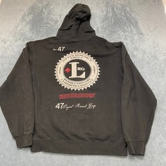 LRG Hoodie Mens Large Black Dark Wash Drawstring Outdoor Full Zip Fleece Lined