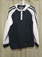 Nick Danger Men’s Black XL Hoodie Henley Pullover Black White Colorblock 3-snap