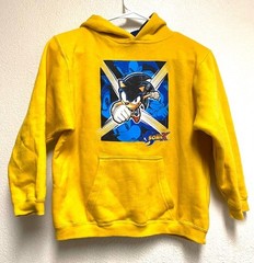 VINTAGE 2004 SONIC X SONIC THE HEDGEHOG YELLOW HOODIE KIDS SZ 7-L HAT PIN INCL.