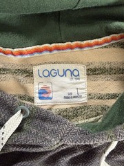 Laguna Men’s Green/Gray Striped Pullover Hoodie Drawstring Pockets L