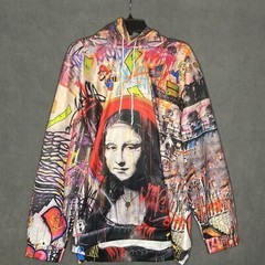 Unbranded Hooded Sweatshirt All Over Graphic Design Pullover Colorful Size 3XL