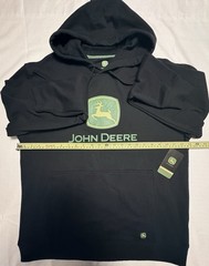 John Deere Hoodie Mens Medium Black Logo Pullover Sweatshirt NWT Farm Tractor