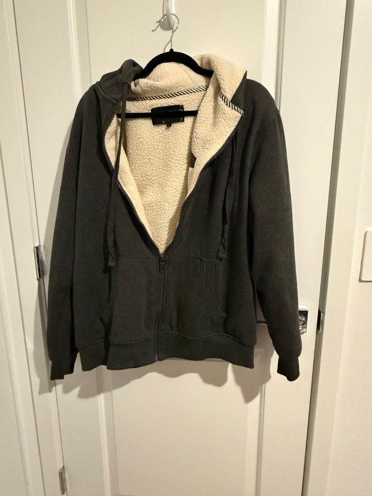 Logan and Martin Sport NYC Zip Hoodie Mens L Black Good Sherpa Lined Heavy