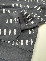 Jordan Black/White All-Over Logo Print Pullover Hoodie Long Sleeve Teens Size L