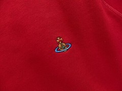 (NO CUSTOMS TAX) VIVIENNE WESTWOOD red sweatshirt w orb logo embroidery Medium