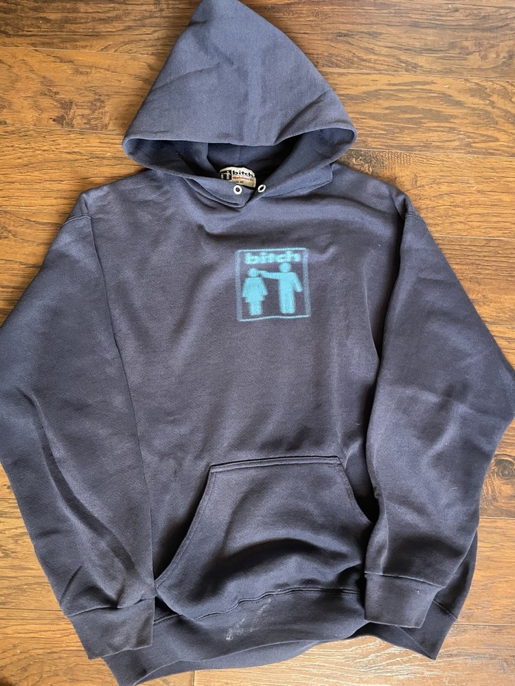 90s Bitch Skateboards Pullover Hoodie Blue Size large