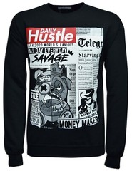 Daily Hustle Printed Sweatshirt All Day Every Day Men’s New Crew neck Black