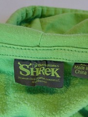 Shrek Movie Lime Green hoodie embroidered lettering and 3D ogre ears Adult XL