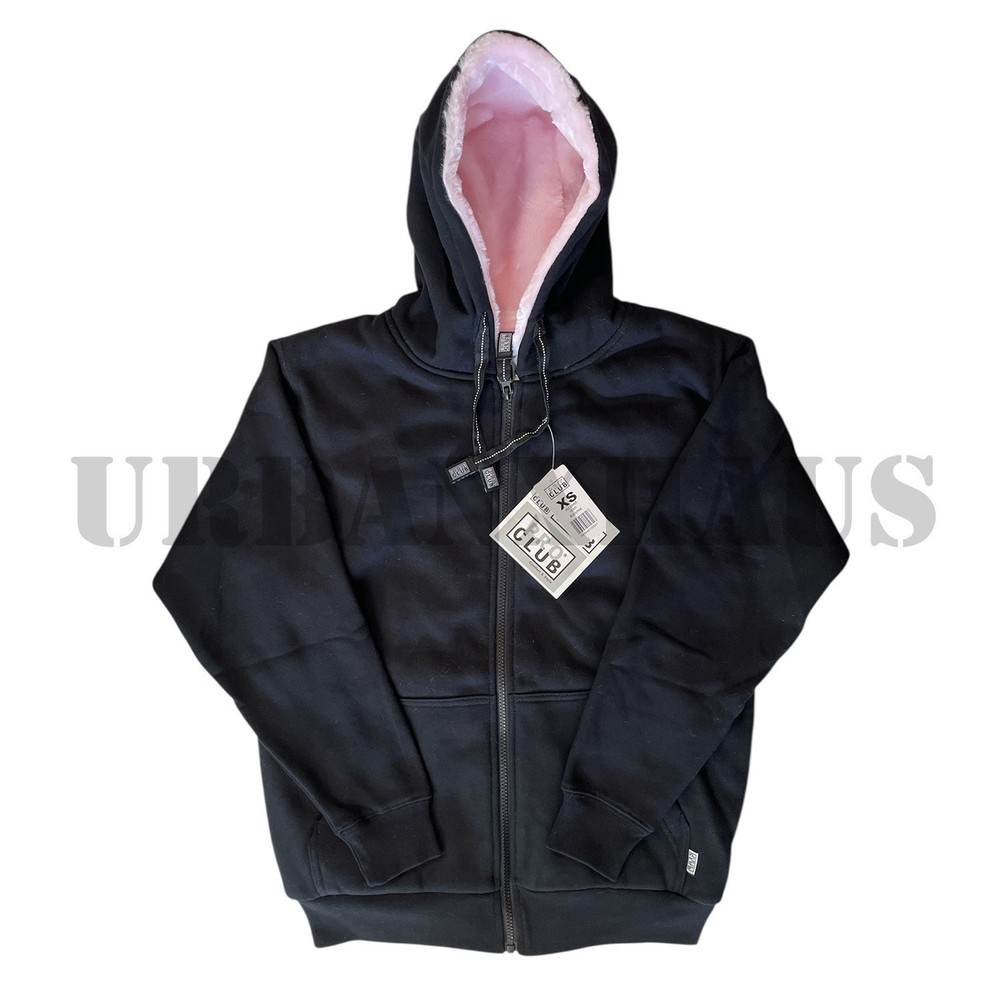 PRO CLUB BLACK/PINK MEN’S HEAVY-WEIGHT FLEECE PILE FULL ZIP JACKET (S-L)